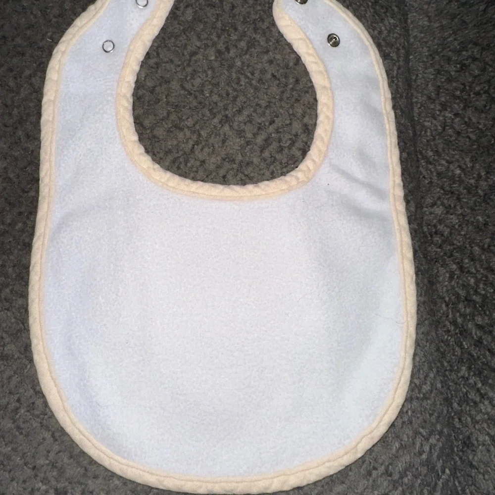 NEW Handcrafted Lamb Baby Bib- Ivory